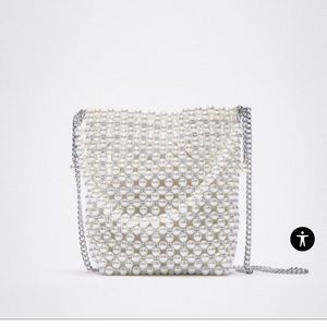 Zara White Pearl Mini Bucket Bag